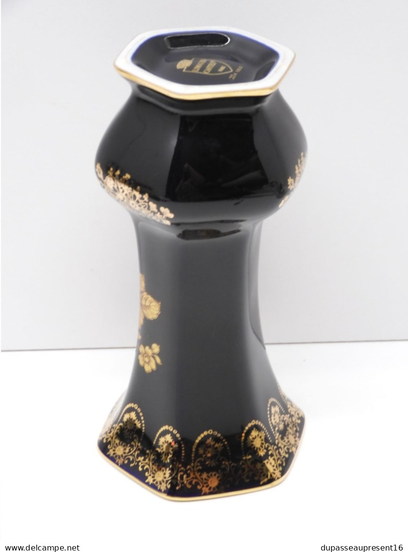 -ANCIEN VASE PORCELAINE CASTEL FRANCE LIMOGES BLEU de FOUR DORURES 22 K gold   E