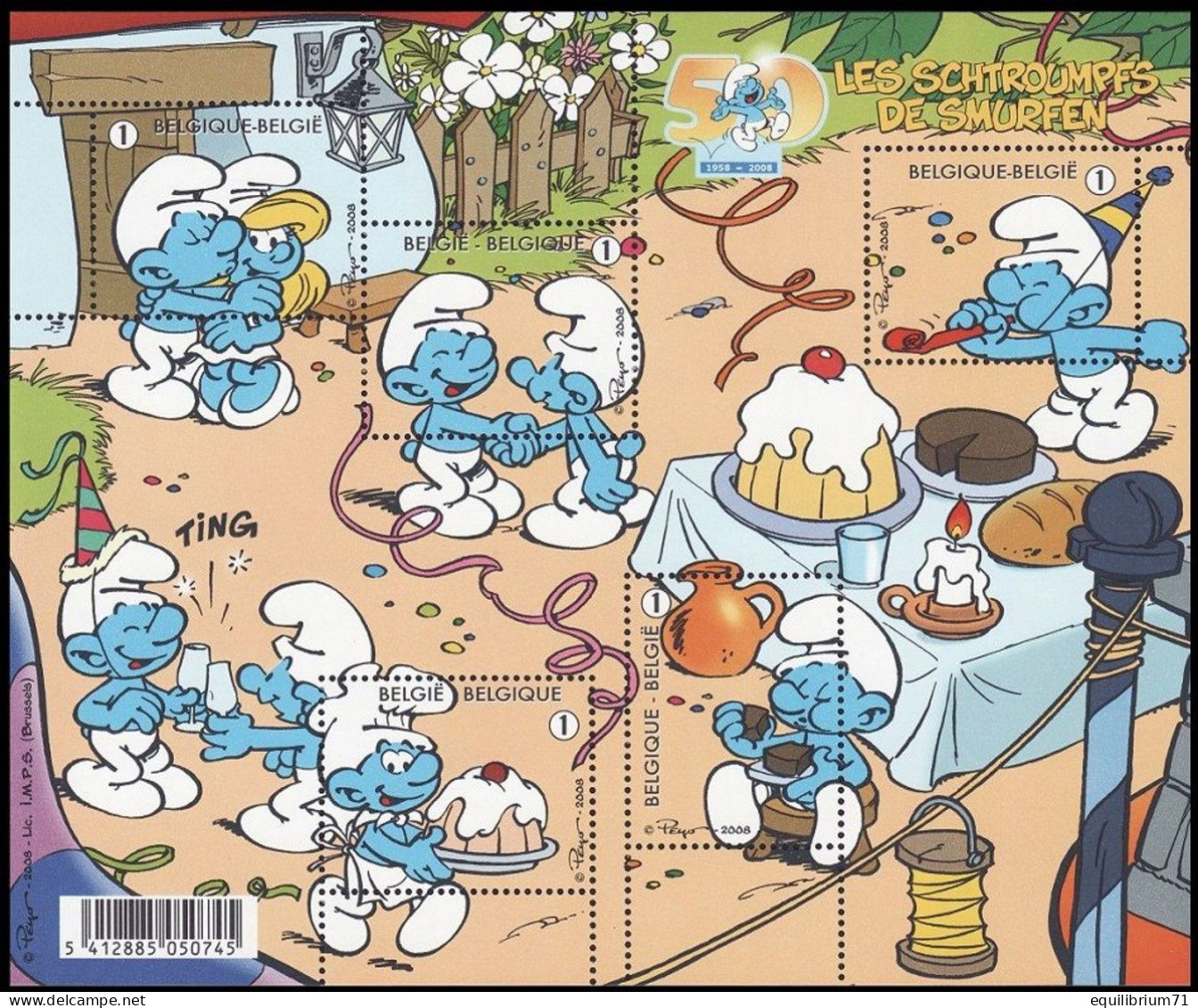 BL159**(3809/3813) - 50ans Des Schtoumpfs / 50 Jaar De Smurfen / 50 Jahre Schlümpfe / 50 Years Of The Smurfs - Philabédés