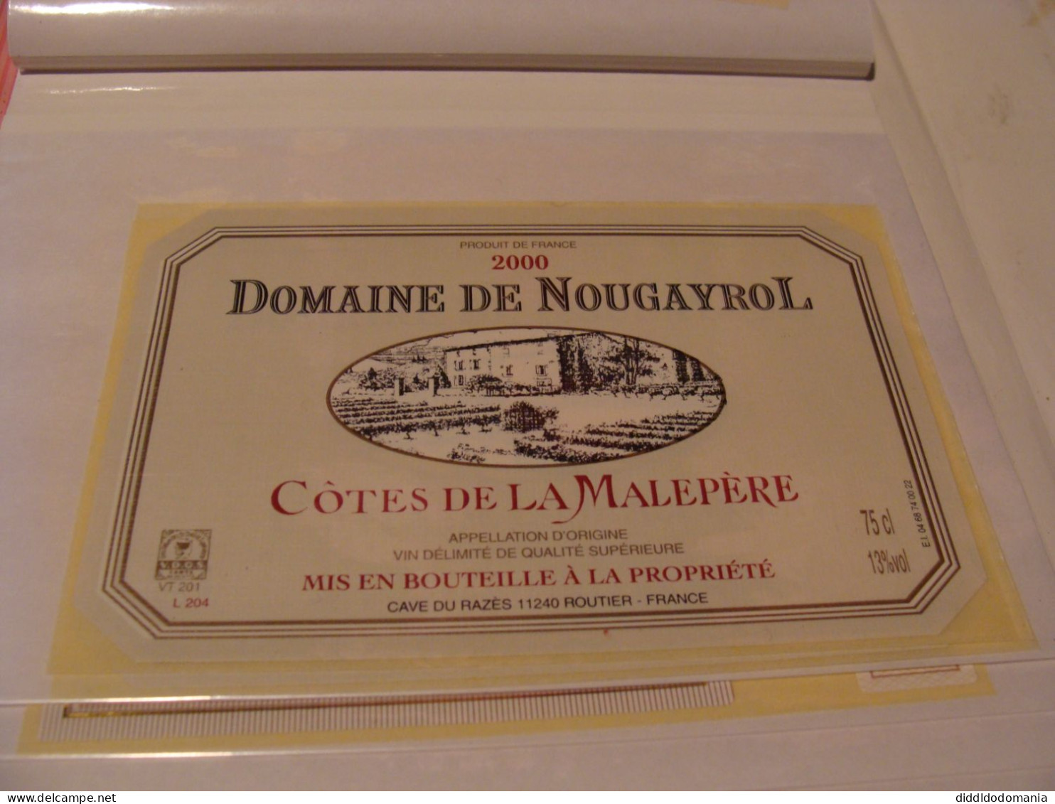 Etiquette De Vin Jamais Collée Wine Label  Weinetikett 1 Etiquettes Languedoc Roussillon Cotes De La Malepere 2000 - Languedoc-Roussillon