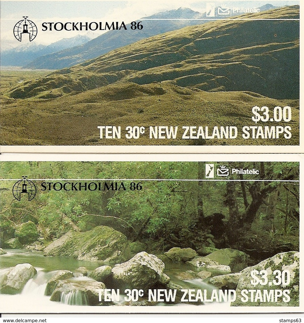 NEW ZEALAND, 1986, Booklet 41/42, Overprinted Pair STOCKHOLMIA - Booklets