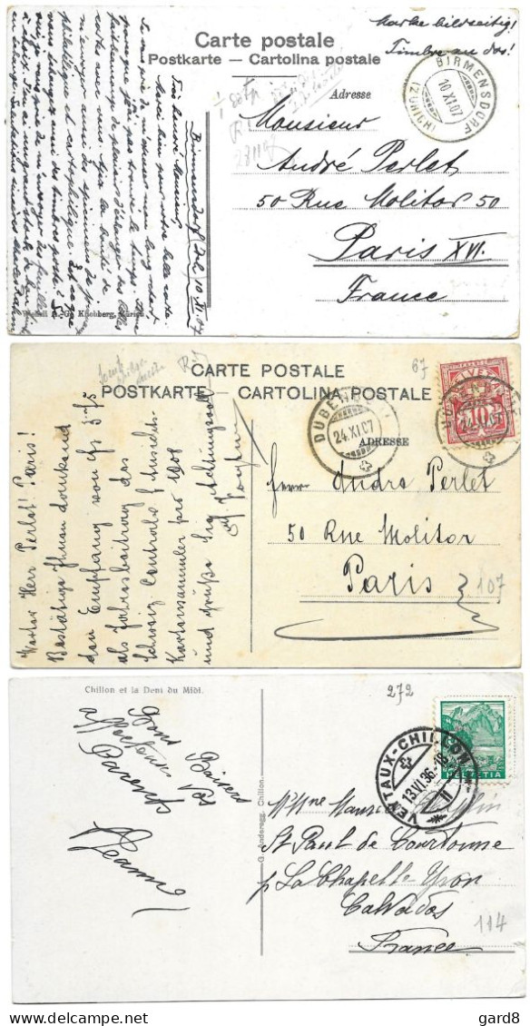 Lot De 3 CP De Suisse En 1907 Et 1936 - Sammlungen & Sammellose