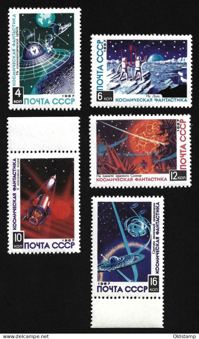 SPAICE USSR 1967 Mi. # 3403 - 3407 Soviet Union Space FANTASTIC Ships Astronauts Space Fiction MNH STAMPS Full Set - Sammlungen