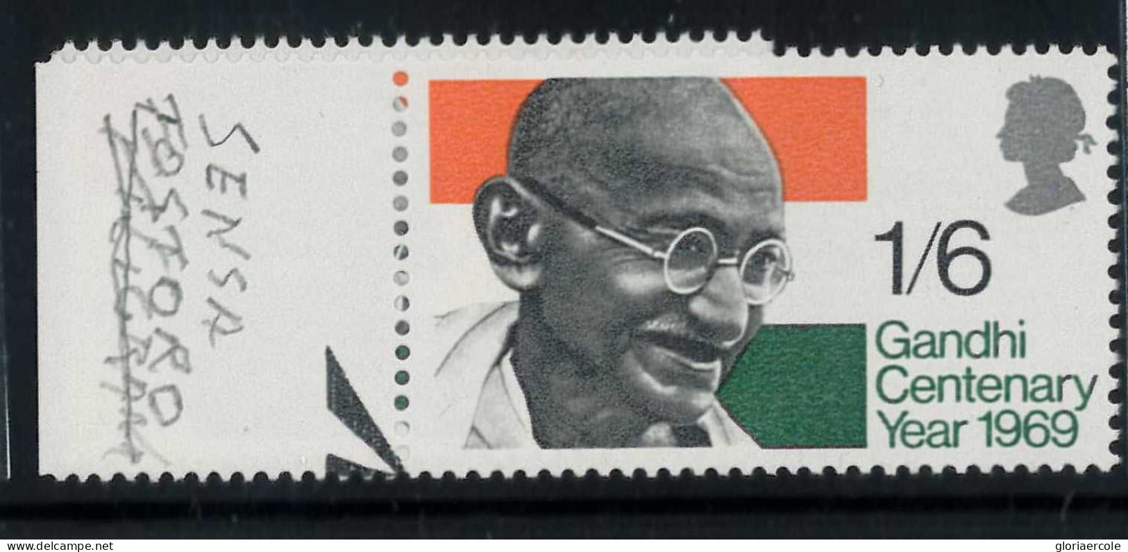 P0786 - GB - STAMPS - SG # F377PHa - GANDHI 1969 Phosphor Missing - MNH Mint - Errors, Freaks & Oddities (EFOs