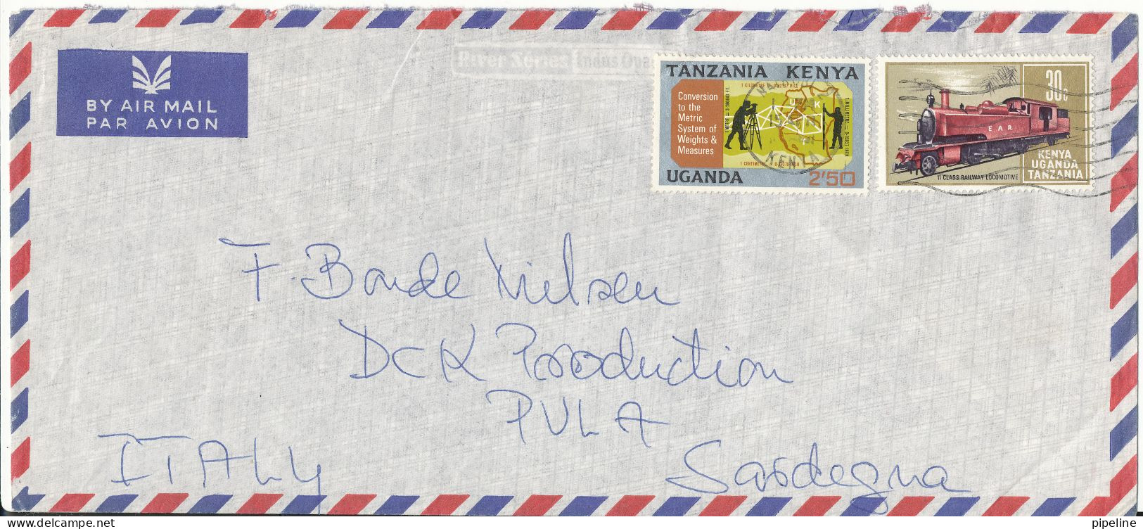 Tanzania Kenya Uganda Air Mail Cover Sent To Italy - Kenya, Uganda & Tanzania