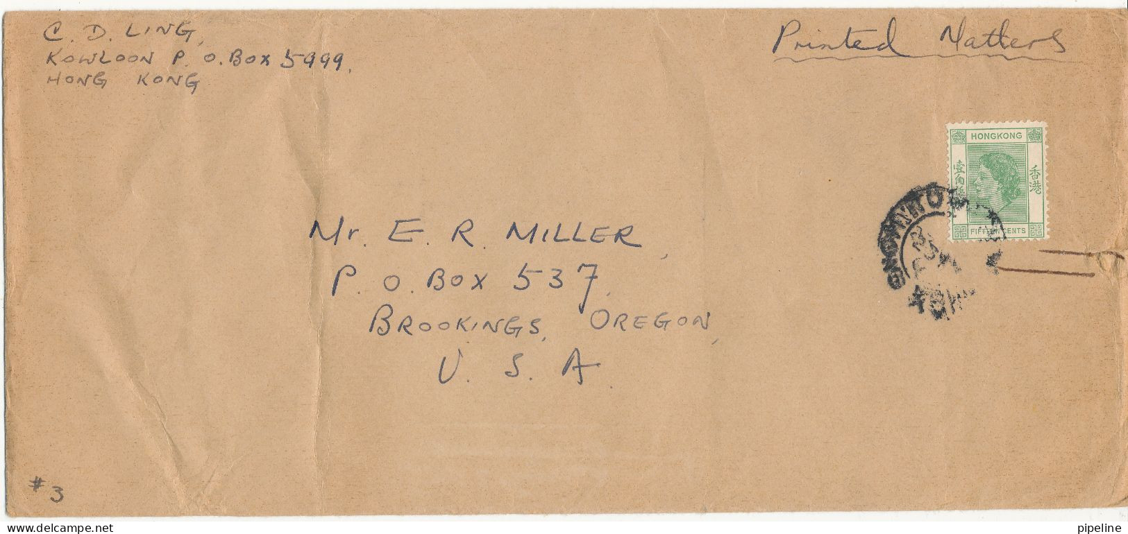 Hong Kong Cover Printed Matter Sent To USA 23-5-1961 Single Franked - Brieven En Documenten