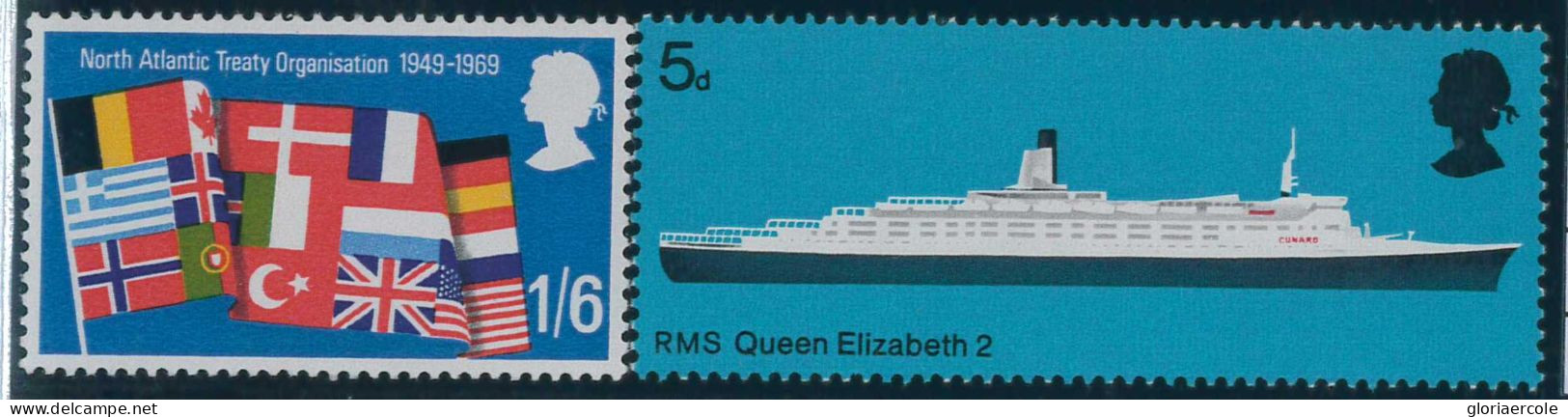 P0782 - GB - Lot Of 2  STAMPS -  PHOSPHOR MISSING!   MNH Flags  BOATS - Abarten & Kuriositäten