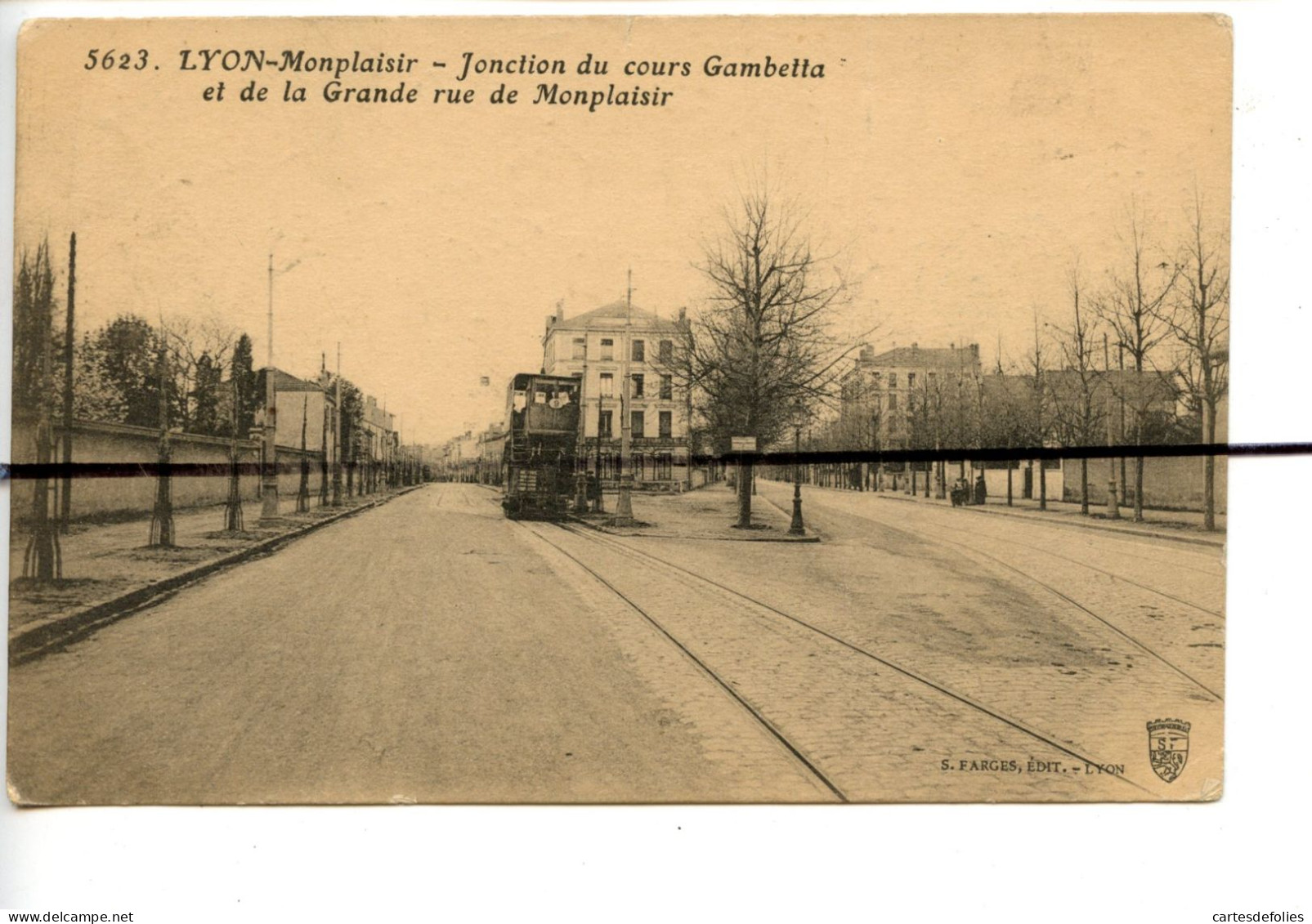 CPA . RHONE. D69. LYON-MONPLAISIR. JONCTION DU COURS GAMBETTA ET DE LA GRANDE RUE DE MONPLAISIR. TRAMWAY - Lyon 8