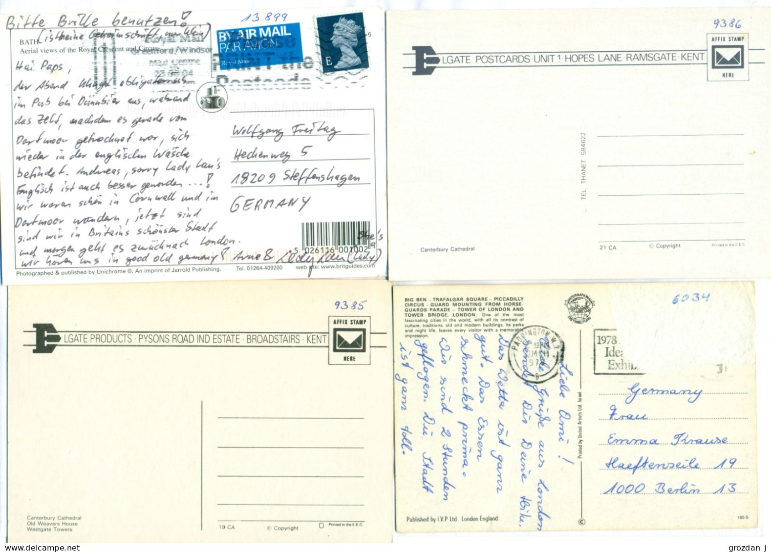 Lots No 2 & 3, 109 modern postcards, England, Wales, Scotland, Gibraltar, Ireland, FREE REGISTERED SHIPPING