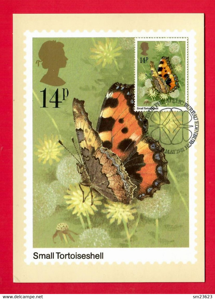 Großbritannien  1981 Mi.Nr. 875 , Butterflies - Small Tortoiseshell - Maximum Card -  First Day Of Issue 13 May 1981 - Maximum Cards