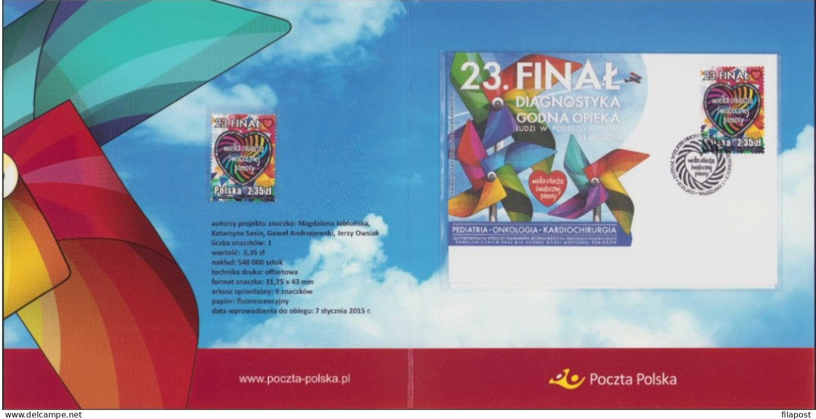 2015 Poland Booklet - 23rd Finale Of The Grand Orchestra Of Christmas Charity, Dignostics, Health / Stamp MNH** + FDC - Carnets