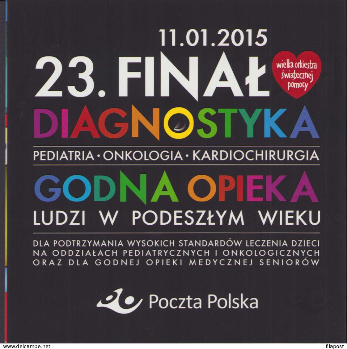 2015 Poland Booklet - 23rd Finale Of The Grand Orchestra Of Christmas Charity, Dignostics, Health / Stamp MNH** + FDC - Cuadernillos