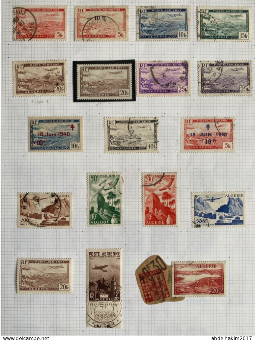 Algérie, Collection de timbres oblitérés dont centenaire, blessés au Maroc, pionniers du desert, très intéressante