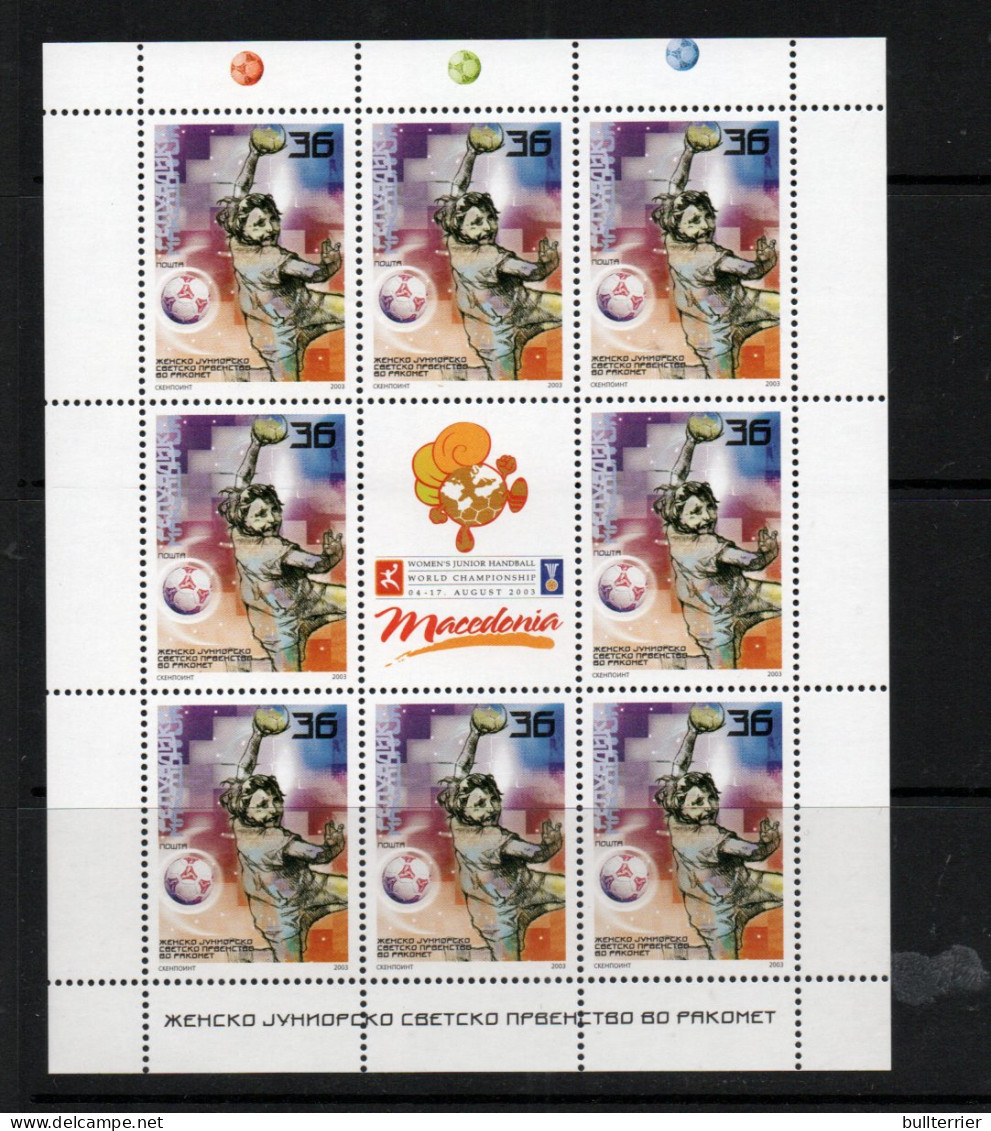 HANDBALL - MACEDONIA - 2003- WORLD YOUTH CHAMPIONSHIPS  SHEETLET OF 8 + LABEL  MINT NEVER HINGED,  - Hand-Ball