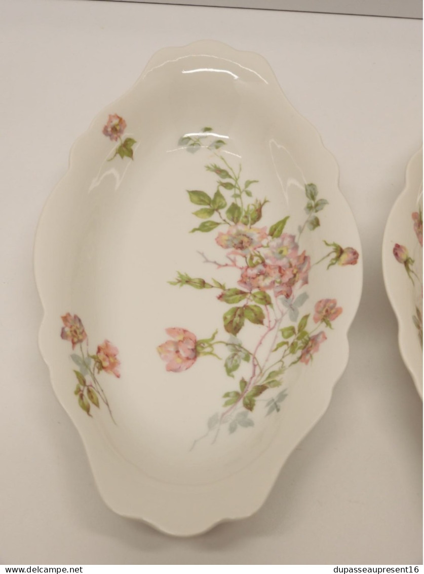 -2 RAVIERS PORCELAINE LIMOGES REDON BARNY & RIGONI Fleurs églantiers Roses   E - Limoges (FRA)