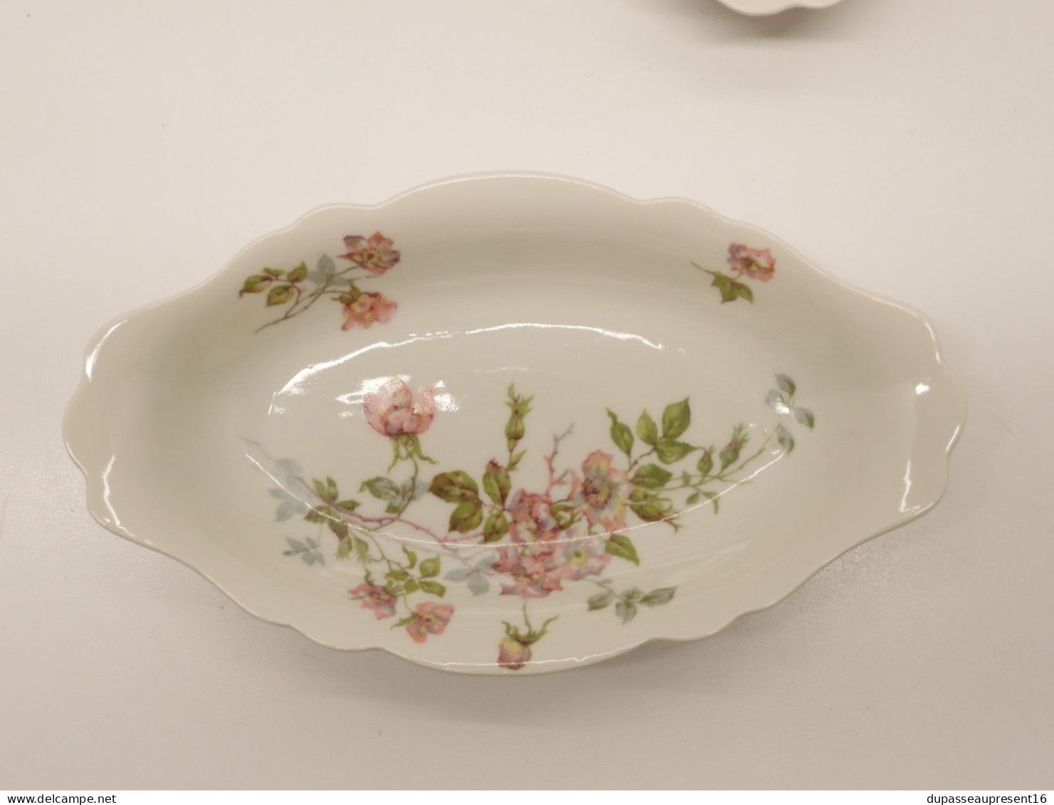 -2 RAVIERS PORCELAINE LIMOGES REDON BARNY & RIGONI Fleurs églantiers Roses   E - Limoges (FRA)