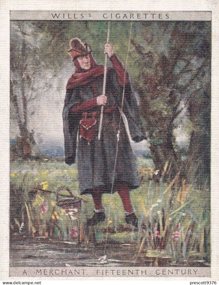 English Period Costumes 1927 - 10 Merchant 15th  C  - Wills Cigarette Card - Original Card - Large Size - Wills