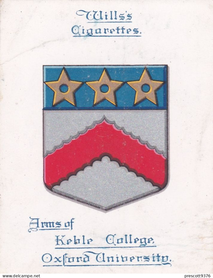 Arms Of Oxford & Cambridge Colleges 1922 - 29 Keble College, Oxford  - Wills Cigarette Card - Original Card - Large Size - Wills