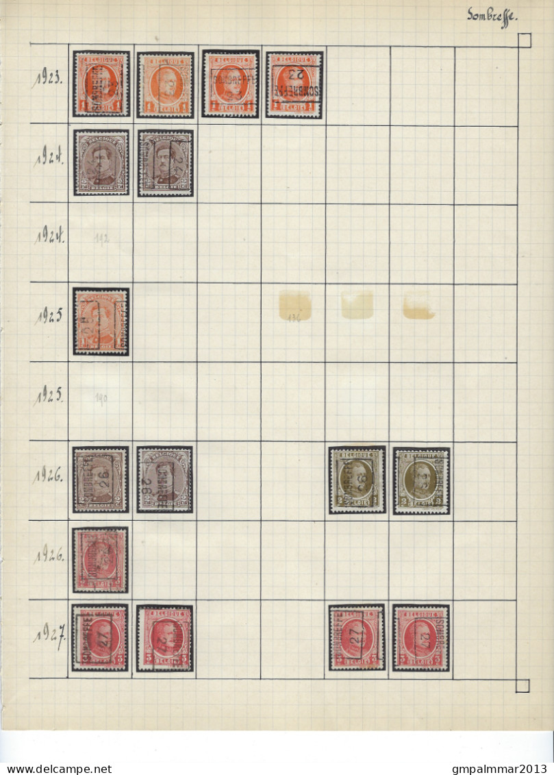 GROOT Lot Met Voorafstempeling SOMBREFFE  Met HOUYOUX , ALBERT I En HERALDIEKE LEEUW UNCHECKED ; Zie 5 Scans !  LOT 293 - Altri & Non Classificati