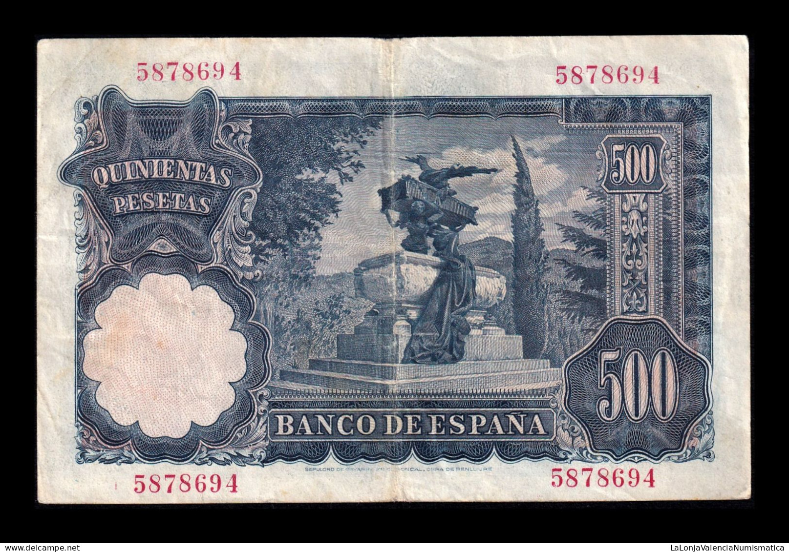 España Spain 500 Pesetas Mariano Benlliure 1951 Pick 142 Sin Serie Mbc Vf - 500 Peseten