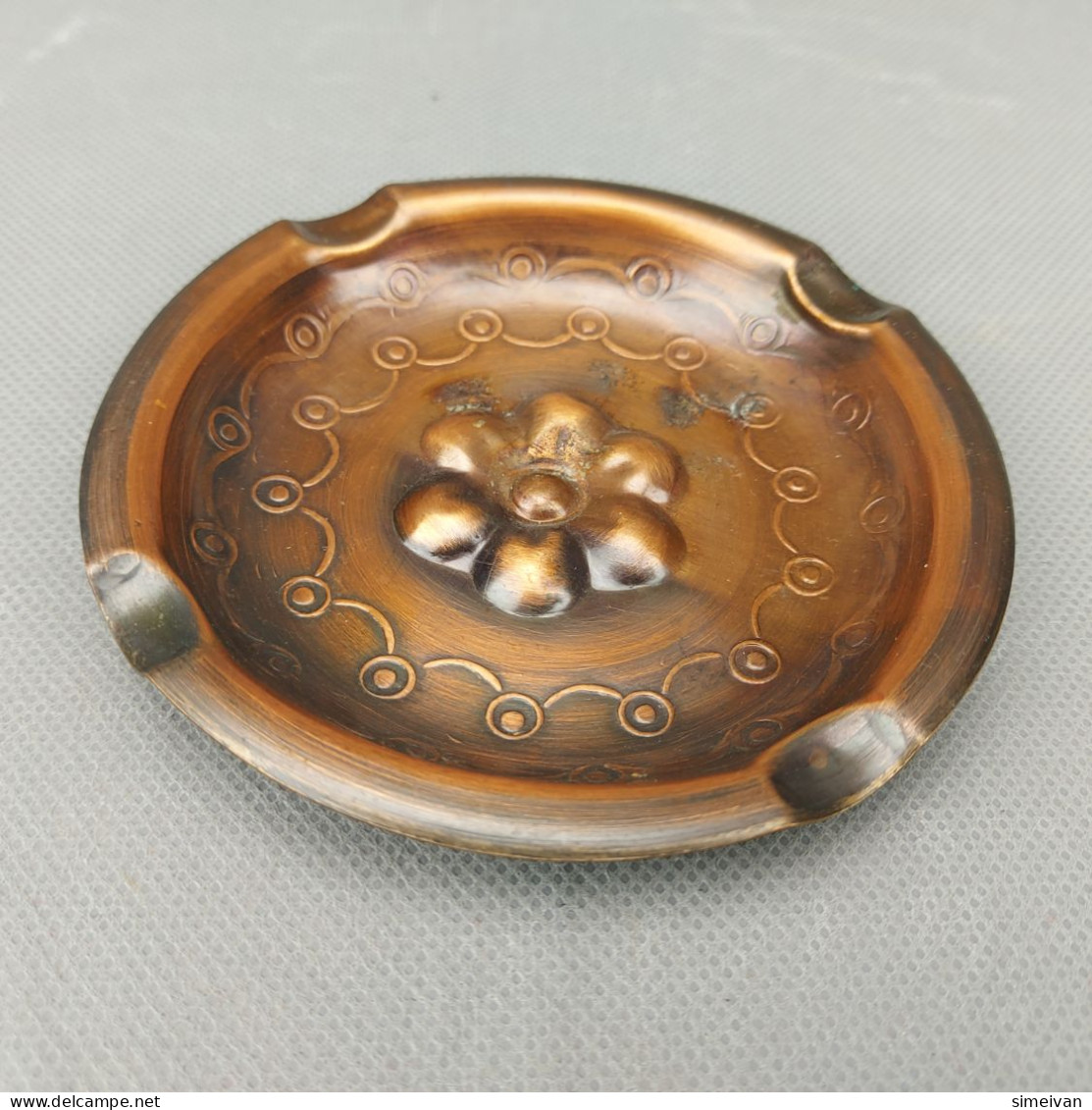 Vintage Copper Ashtray With Four Slots #0401 - Ashtrays