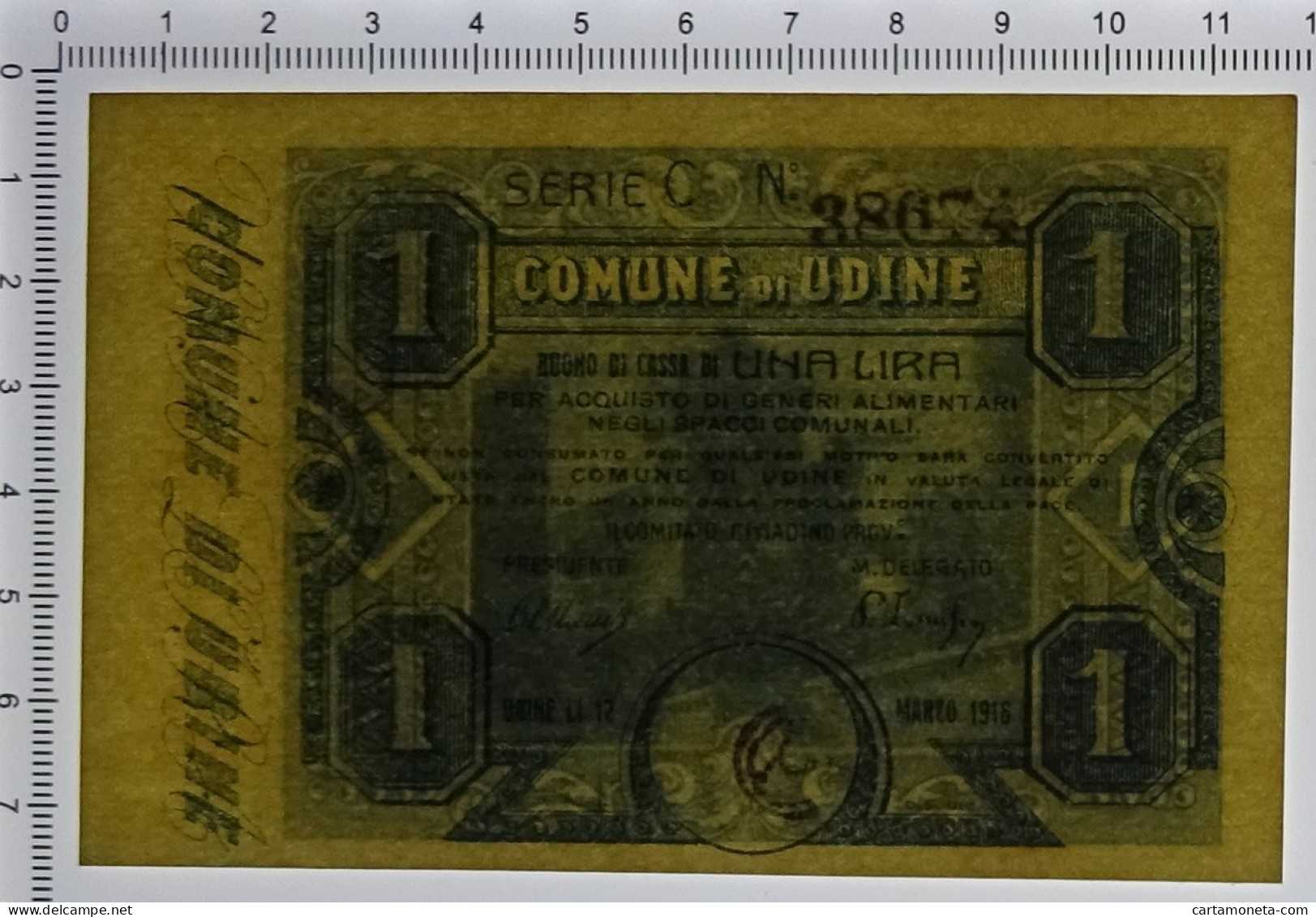 1 LIRA BUONO DI CASSA COMUNE DI UDINE WWI 12/03/1918 QFDS - Autres & Non Classés