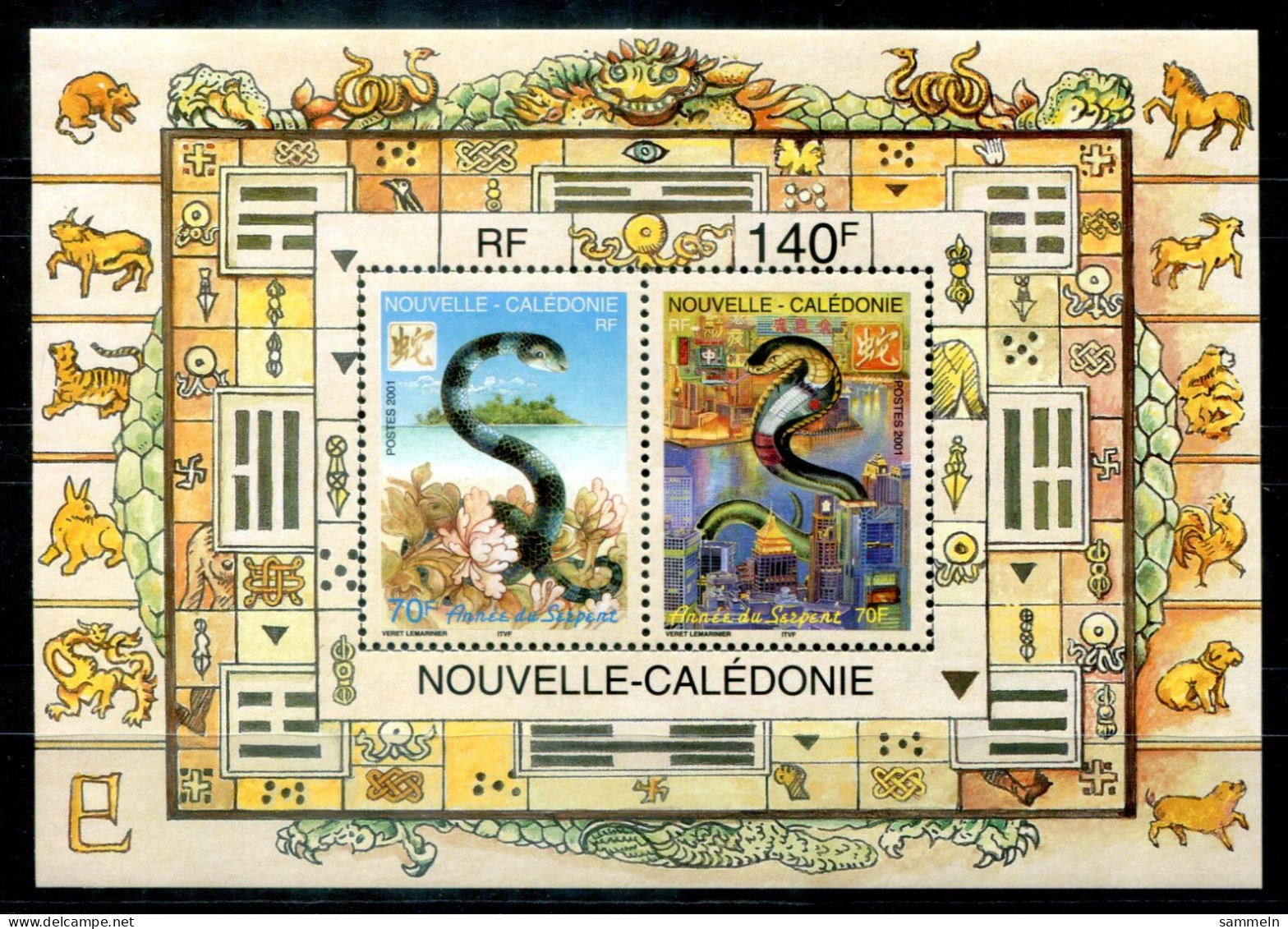 NEUKALEDONIEN Block 26, Bl.26 Mnh - Schlangen, Snakes, Serpents  - NEW CALEDONIA / NOUVELLE-CALÉDONIE - Blocs-feuillets