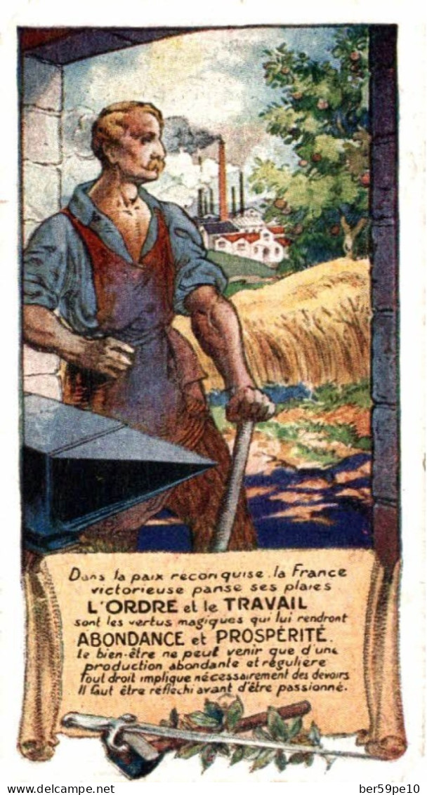 CHROMO CALENDRIER PUBLICITAIRE ILLUSTRE  L'ORDRE ET LE TRAVAIL ABONDANCE ET PROSPERITE CALENDRIER 1920 AU VERSO - Groot Formaat: 1901-20