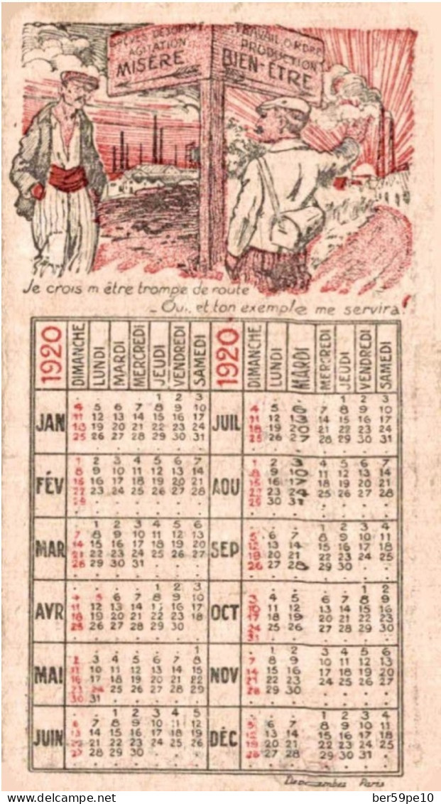 CHROMO CALENDRIER PUBLICITAIRE ILLUSTRE  L'ORDRE ET LE TRAVAIL ABONDANCE ET PROSPERITE CALENDRIER 1920 AU VERSO - Groot Formaat: 1901-20