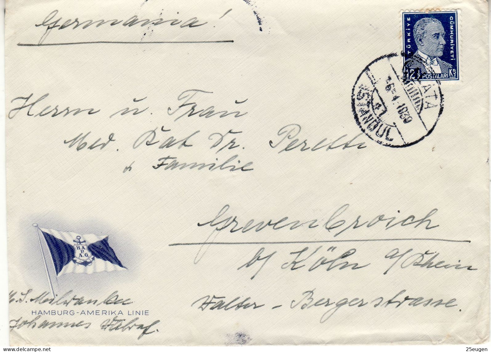 TURKEY 1939 LETTER SENT FROM ISTANBUL - Briefe U. Dokumente
