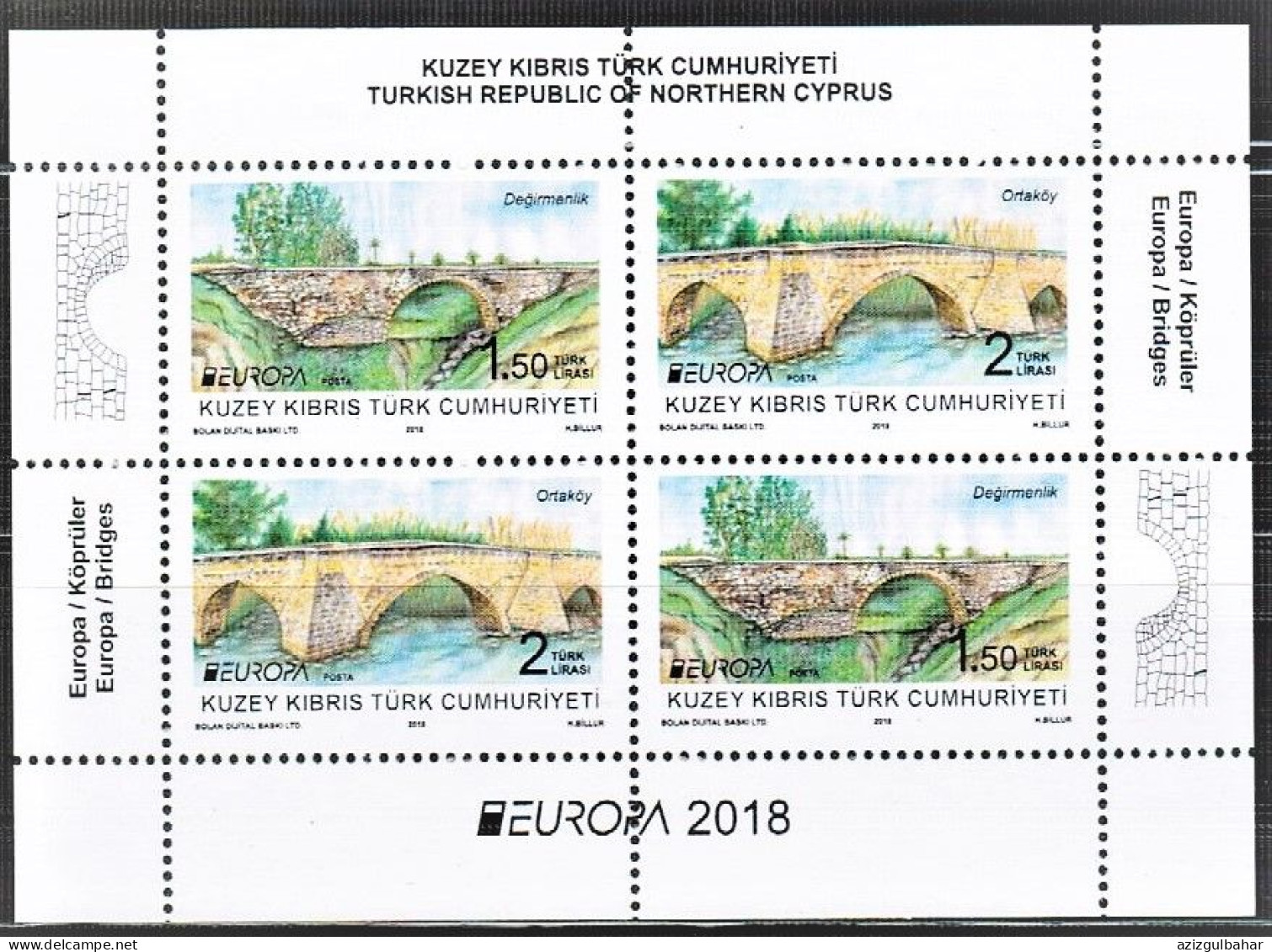 2018 - EUROPA - BRIDGES - TURKISH CYPRIOT STAMPS - BLOCKS  - 18TH MAY 2018 - 2018