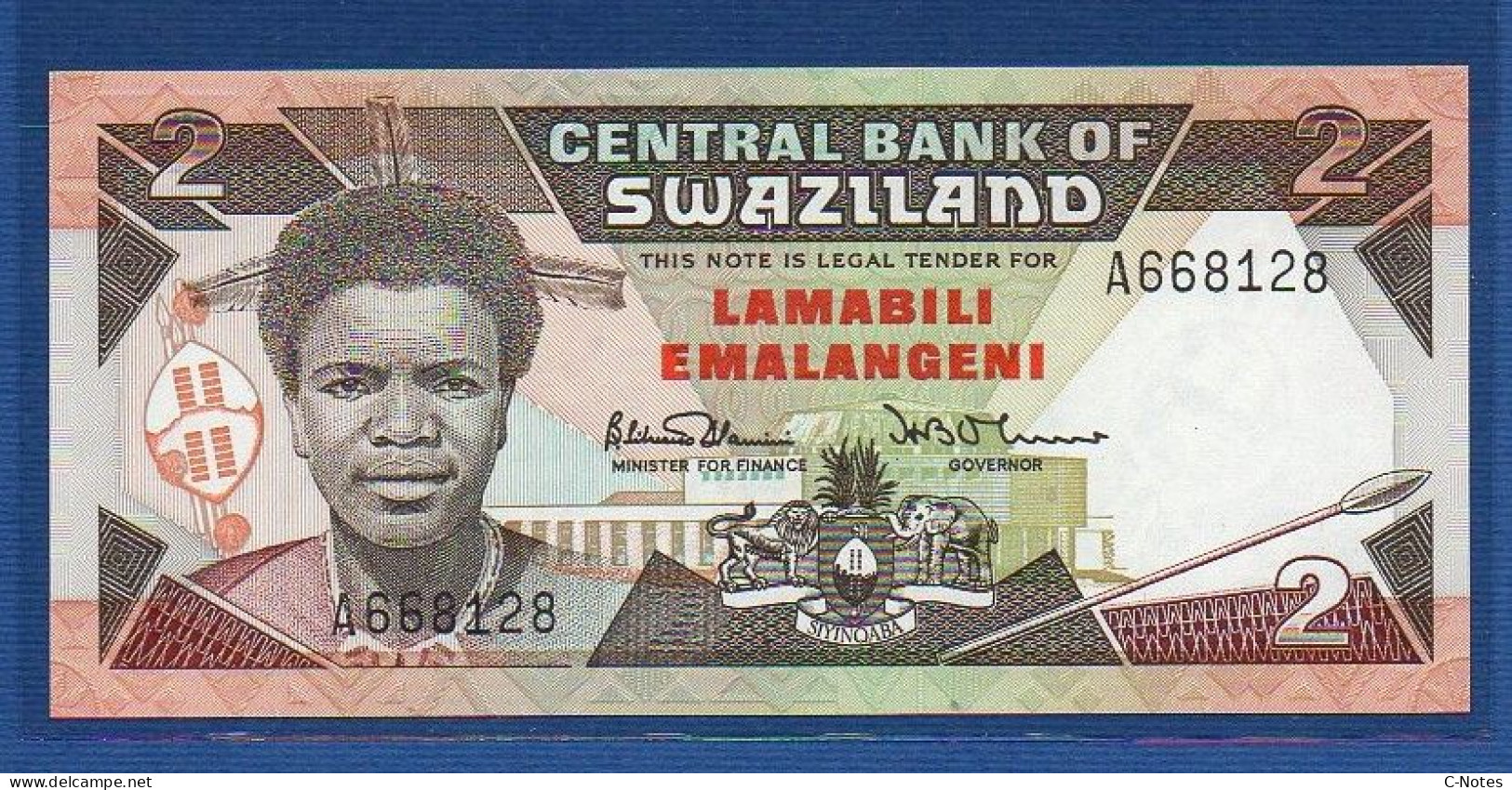 SWAZILAND - P.13 – 2 Emalangeni ND (1987) UNC, S/n A668128 - Swaziland