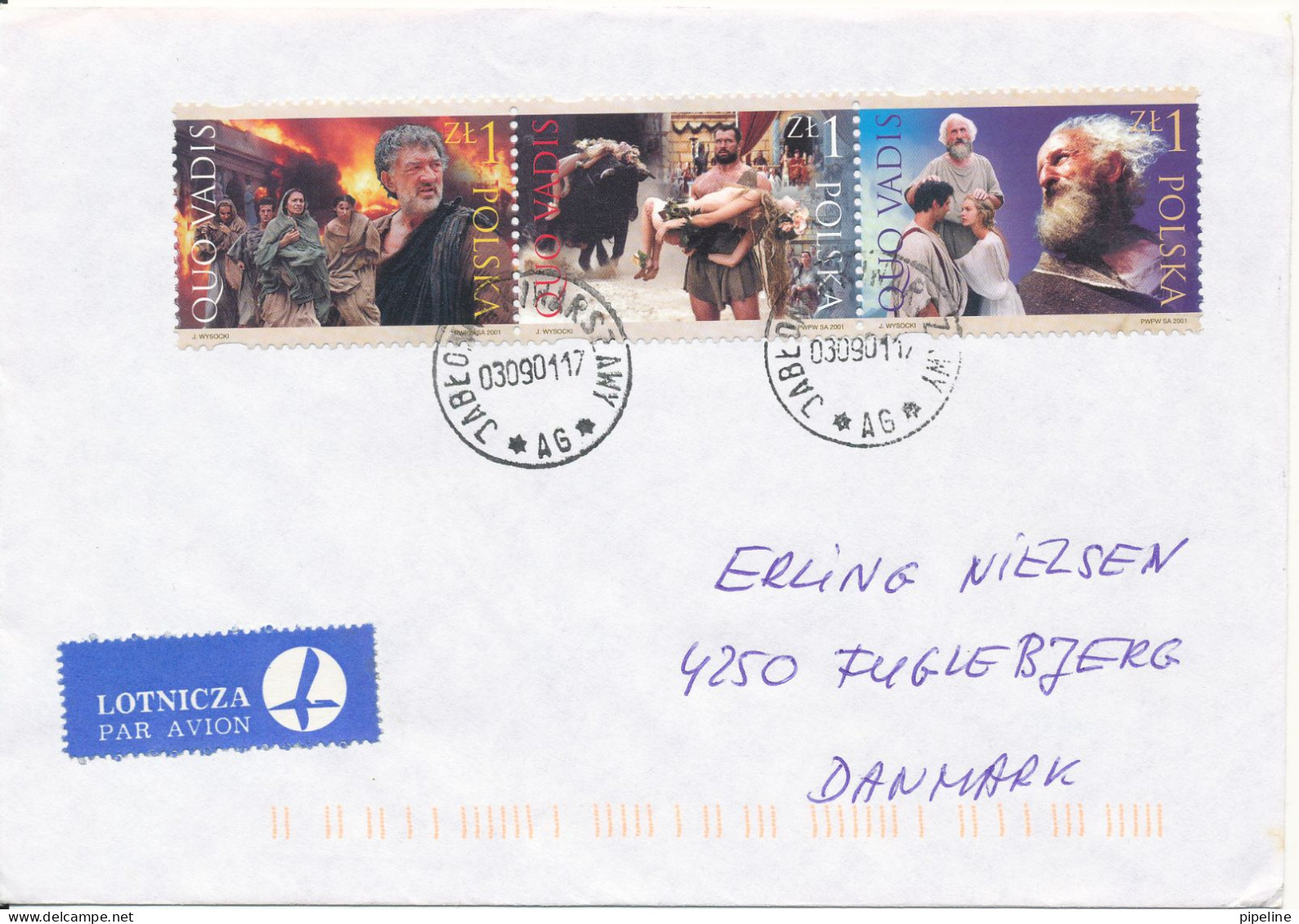 Poland Cover Sent To Denmark 3-9-2001 Topic Stamps - Briefe U. Dokumente