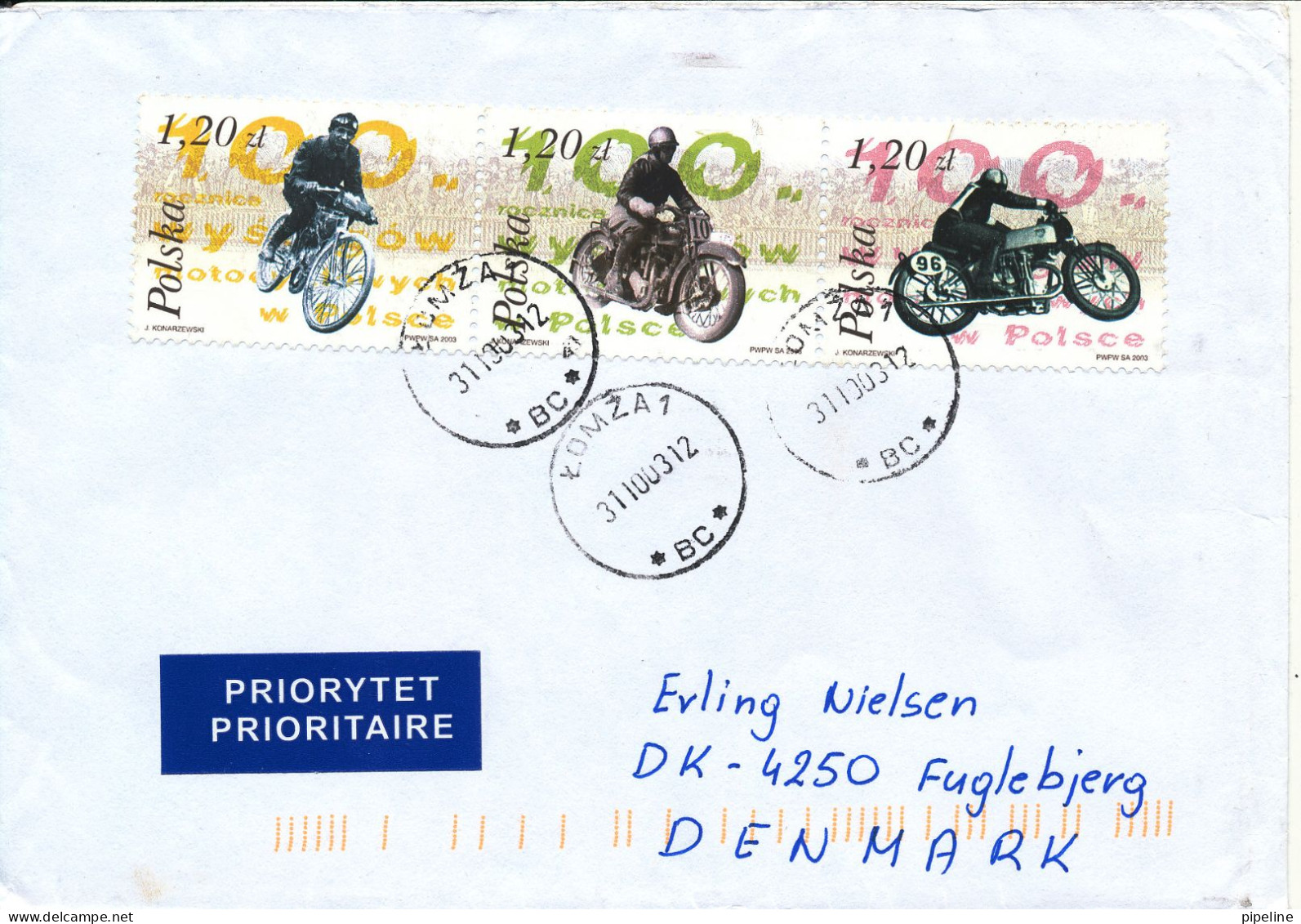 Poland Cover Sent To Denmark Lomza 31-10-2003 Topic Stamps - Lettres & Documents