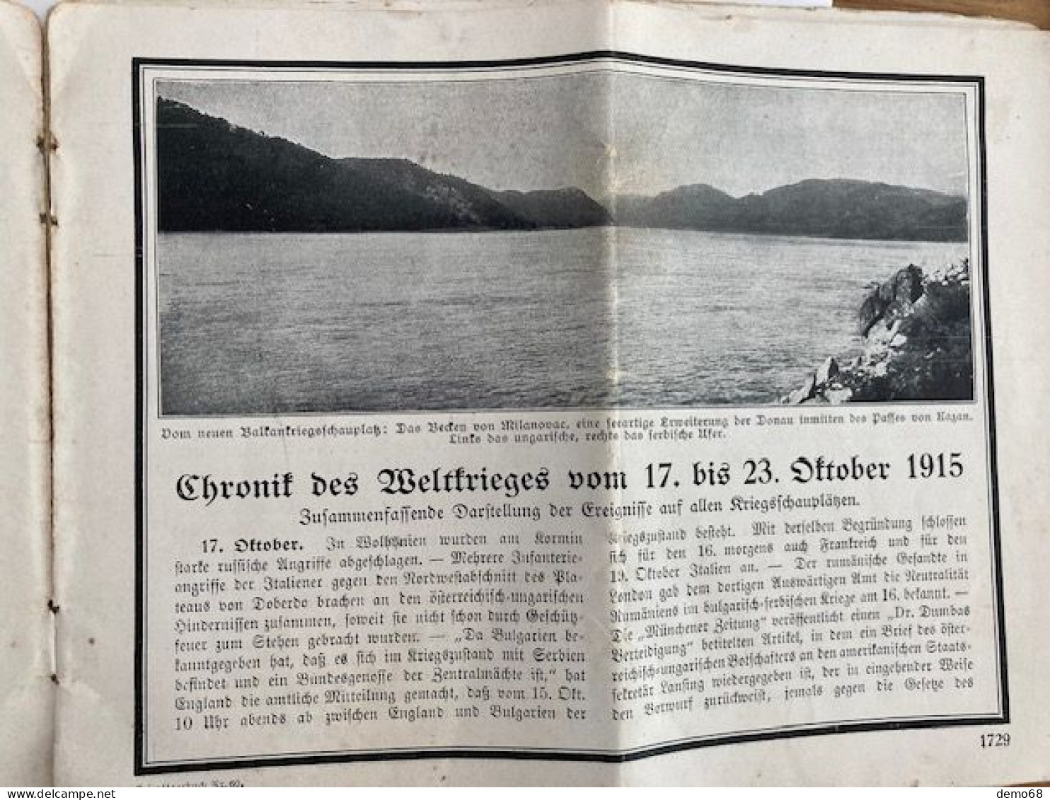 Journal Militaire Page 1729 à 1752 Militaria Allemagne Deutschland Guerre Krieg Tage Buch 17-23-oct1915 Copies Extrait - Allemand