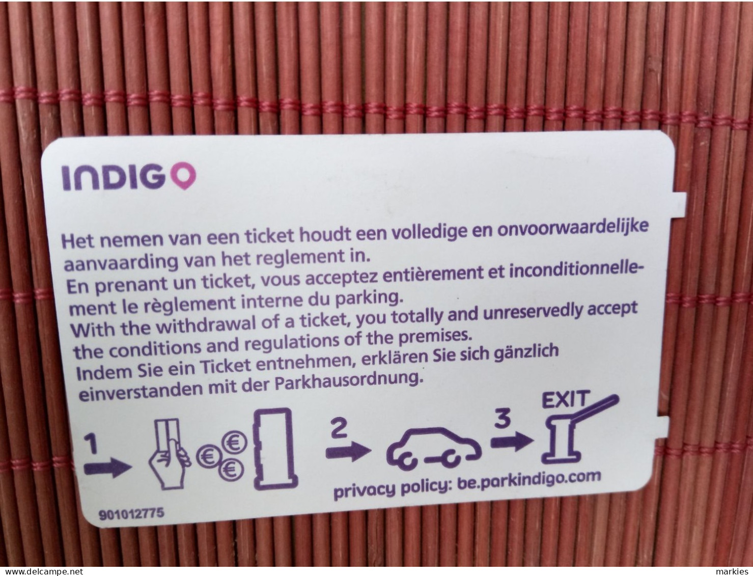 Indigo Parking Card Belgium Used Rare - Cartes De Stationnement, PIAF