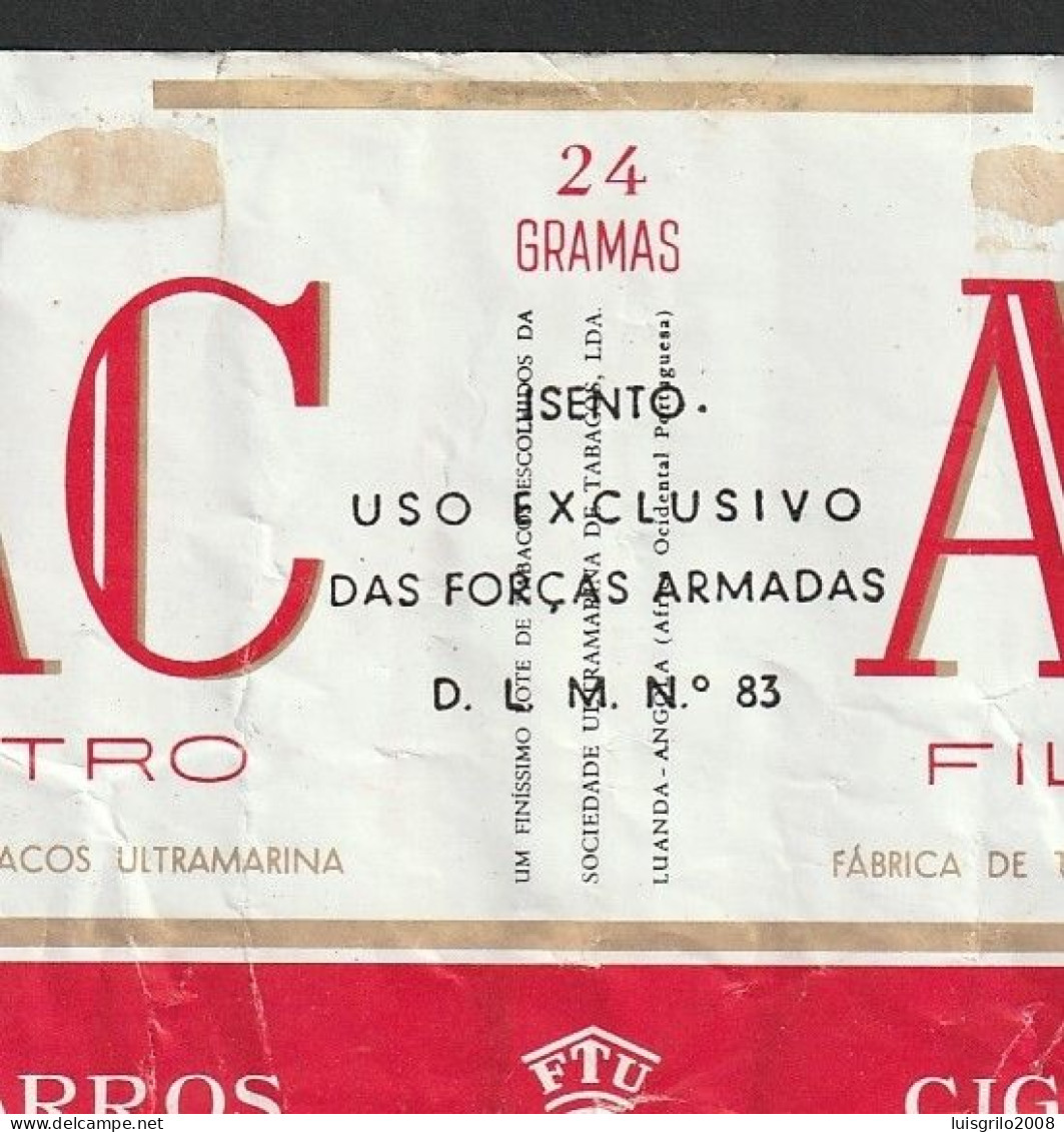 TOBACCO EXCLUSIVE USE BY THE ARMED FORCES - Portugal 1960/ 70, Pack Of Cigarettes - AC Filtro - Empty Tobacco Boxes