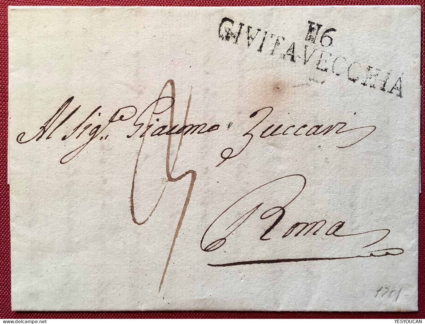 116 CIVITAVECCHIA (Lazio Département Conquis) SUPERB 1813cover>Roma (lettera Napoleonico Stato Pontificio France Lettre - Papal States