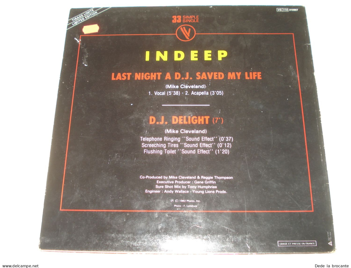 B8 / Indeep " Last Night A D.J. Saved My Life " - VO Ed Limitée - EP 33 - 310967 - Speciale Formaten