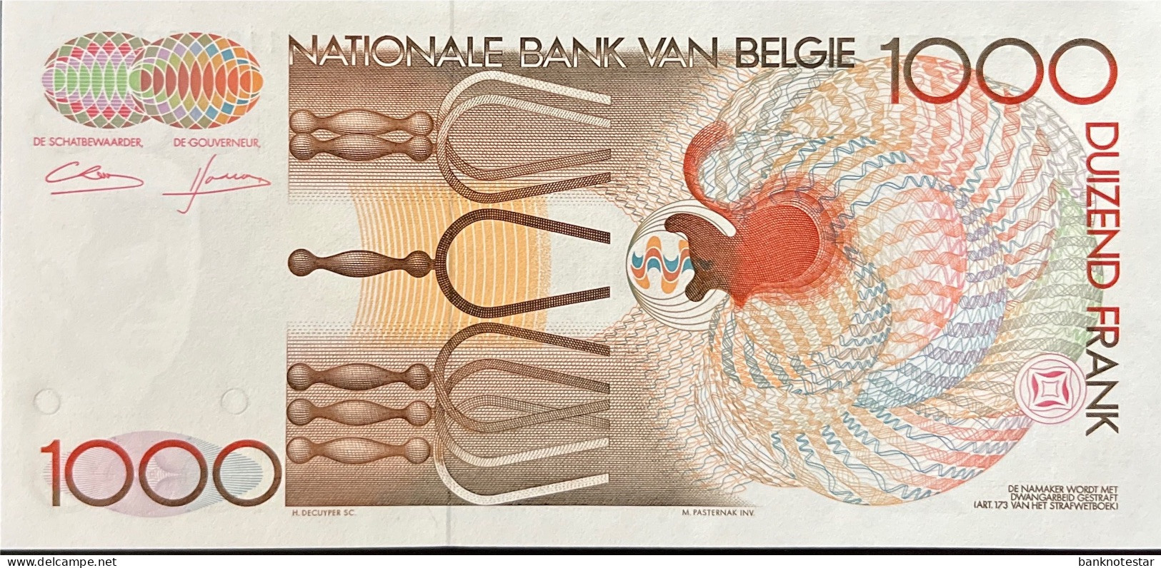 Belgium 1.000 Francs, P-144 (1980) - UNC - Signature 4+12 - 1000 Frank