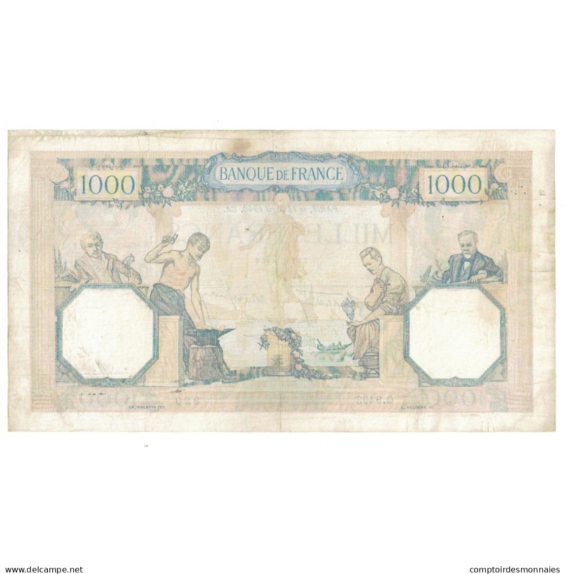 France, 1000 Francs, Cérès Et Mercure, Q.9493 920, TTB, Fayette:38.46, KM:90c - 1 000 F 1927-1940 ''Cérès Et Mercure''