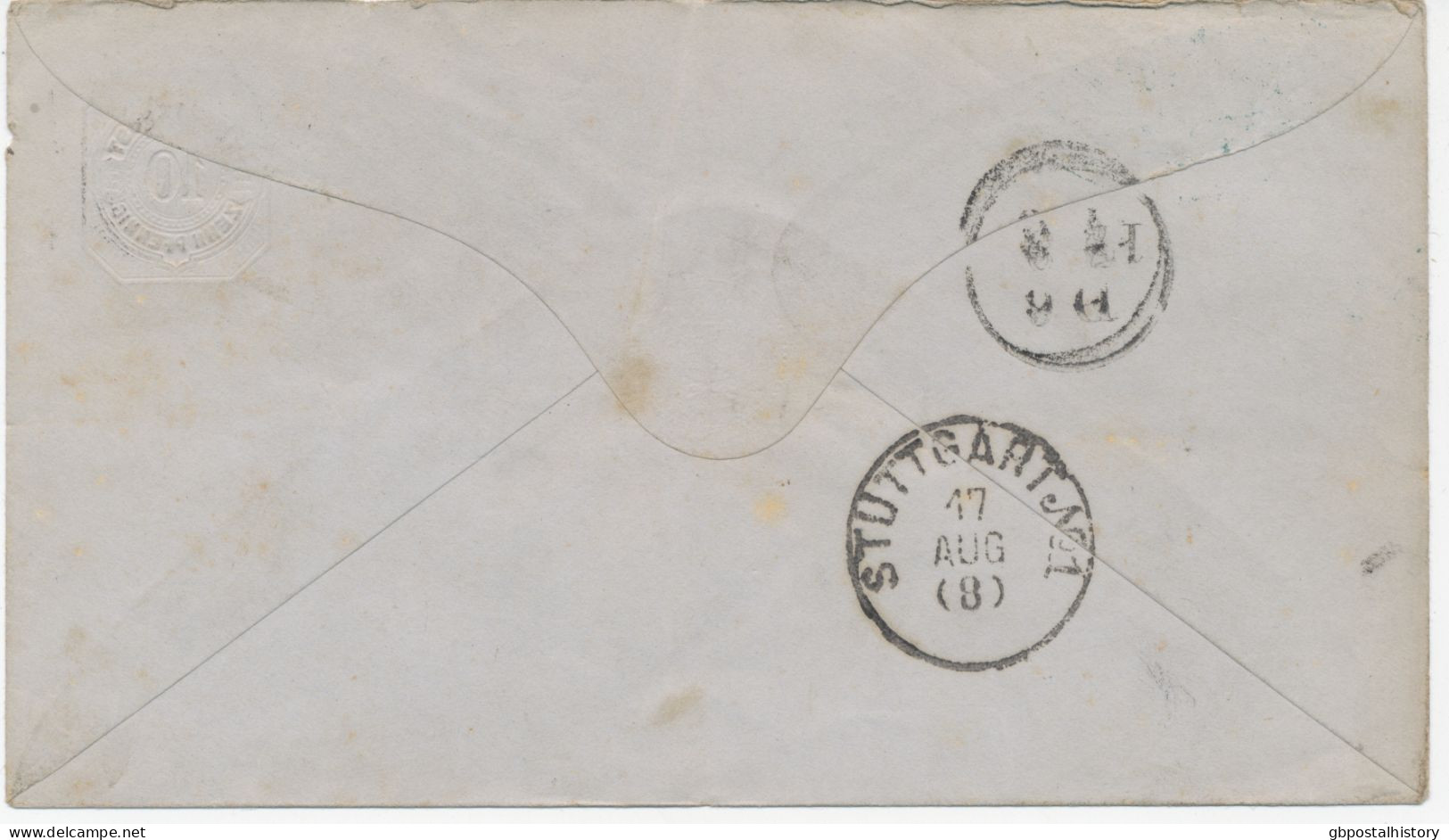 WÜRTTEMBERG 1879 10 Pf Rosa GA-Umschlag Mit Wz. Zierleiste (einige Stockfleckchen)  K2 „ULM / STADTPOSTBUREAU“ Und Absen - Postal  Stationery