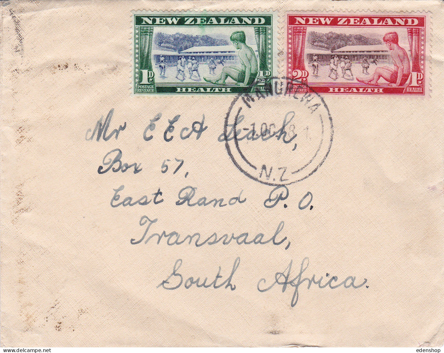 New Zealand 1948 2 FDCs Centennial Of Otago & Health. Posted To South Africa - Briefe U. Dokumente