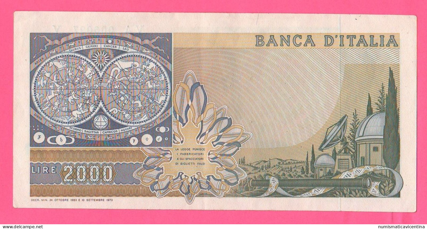 Italia 2.000 Lire Ottobre 1983  Repubblica Italiana Galileo Galilei Italy Italie - 2000 Lire