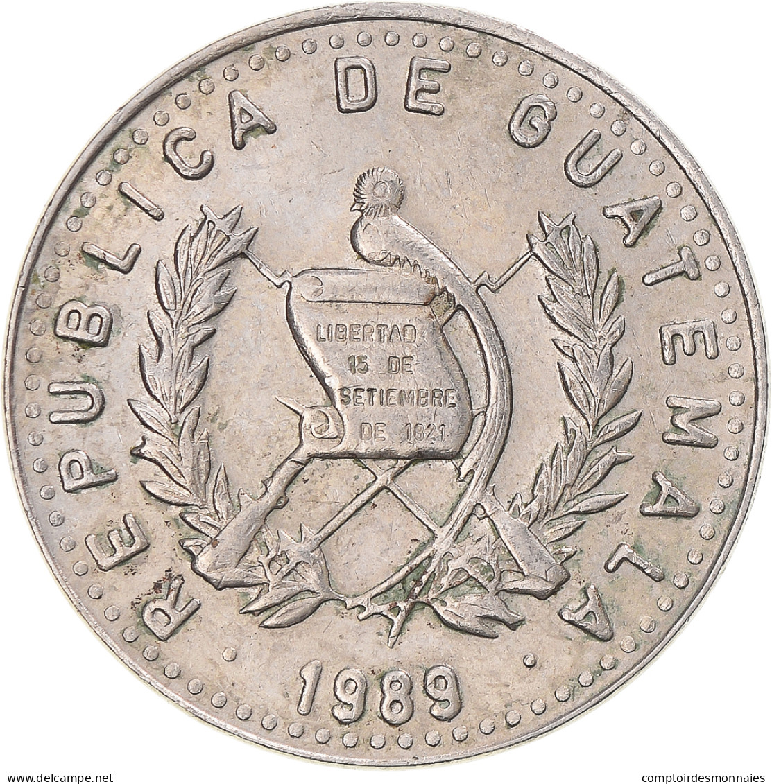 Monnaie, Guatemala, 25 Centavos, 1989 - Guatemala