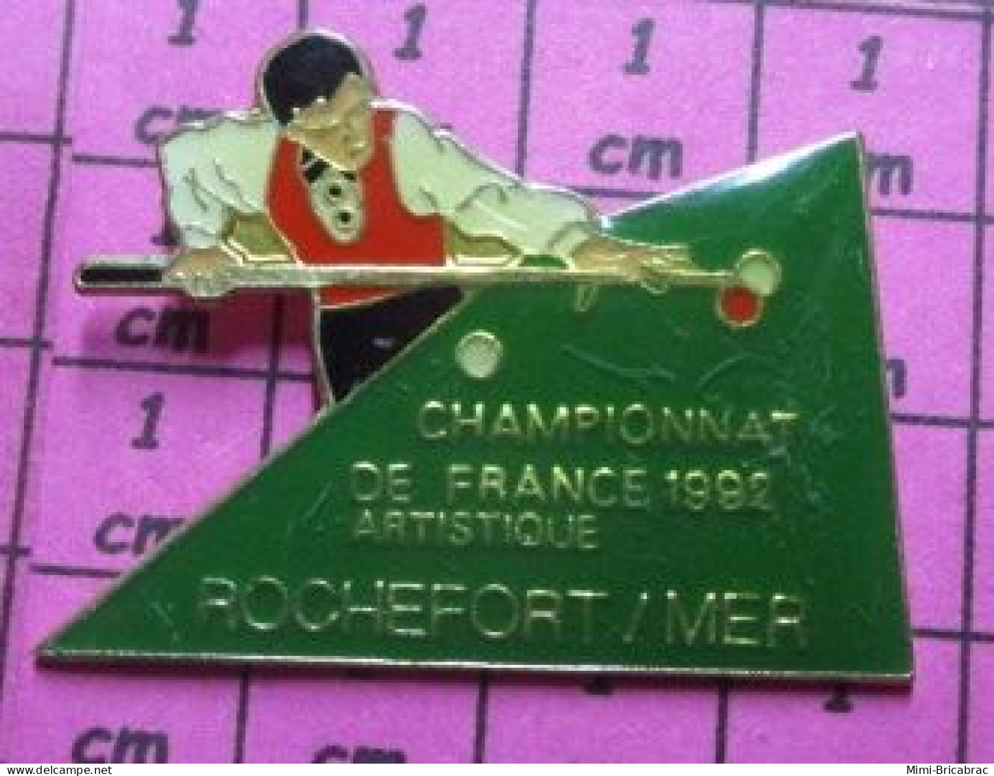 219  Pin's Pins / Beau Et Rare / SPORTS / Grand Pin's BILLARD ARTISTIQUE CHAMPIONNAT DE FRANCE ROCHEFORT SUR MER - Billard