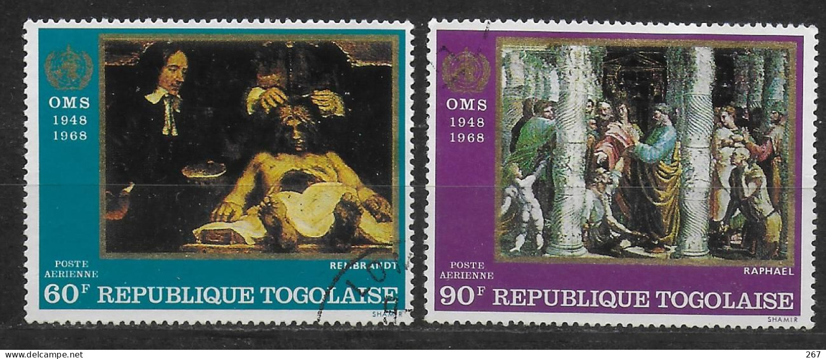 TOGO  PA 95/96  Oblitere Oms Tableaux Raphael Rembrandt - WHO