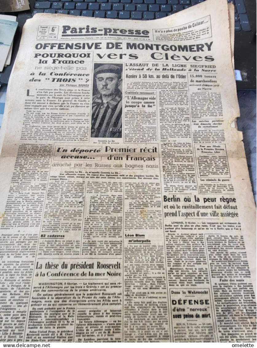 PARIS PRESSE 45 /OFFENSIVE MONTGOMERY CLEVES /RECIT DEPORTE CORENTIN LE DU/ - Allgemeine Literatur