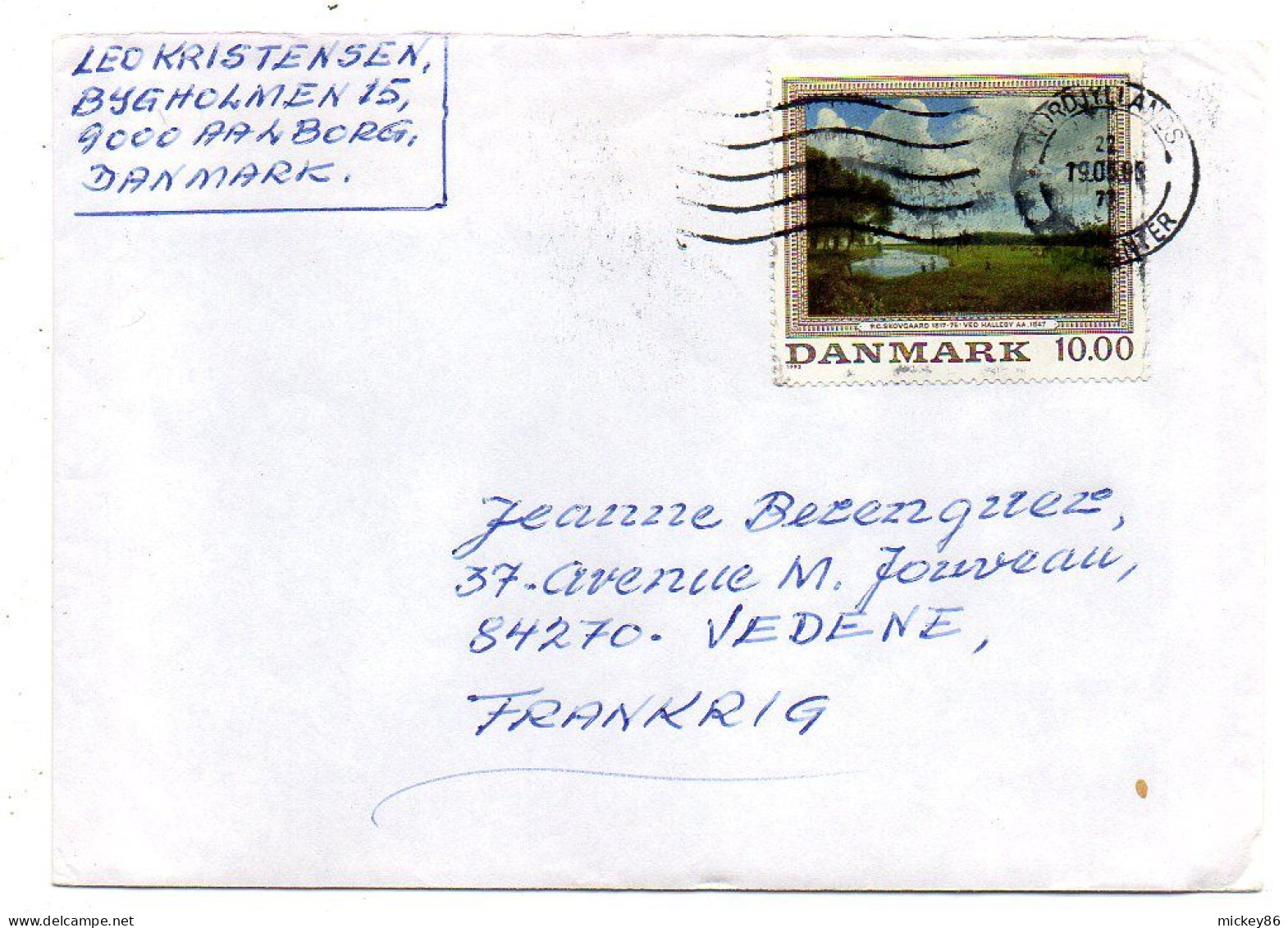 Danemark--1995-- AALBORG Pour VEDENE-84(France)-timbre  Tableau N°1047 Seul Sur Lettre - Covers & Documents