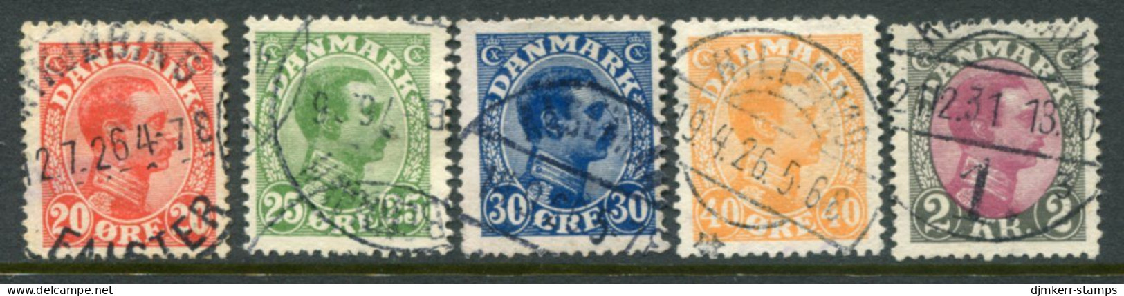 DENMARK 1925-26 King Christian X Definitives Used .  Michel 146-50 - Usati