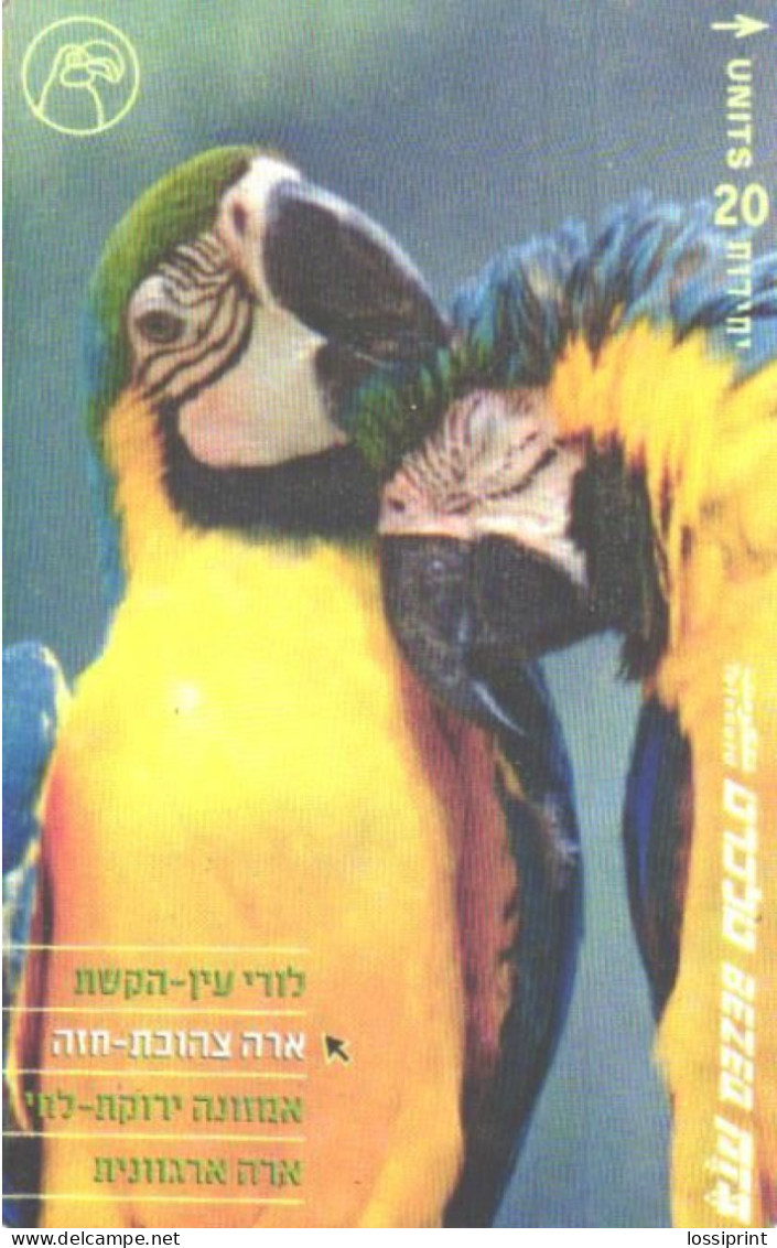 Israel:Used Phonecard, 20 Units, Birds, Parrots - Parrots